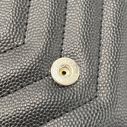 Saint Laurent Chain Wallet Monogram Envelope Grain De Poudre Matelasse Chevron Woc Black Leather Shoulder Bag - image 9