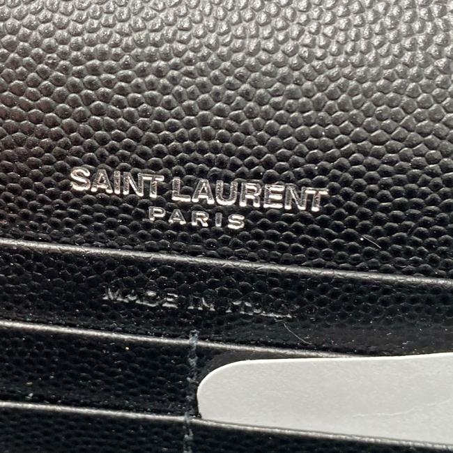 Saint Laurent Monogram Envelope Chain Wallet Grain De Poudre Matelasse Chevron Black Leather Shoulder Bag - image 10