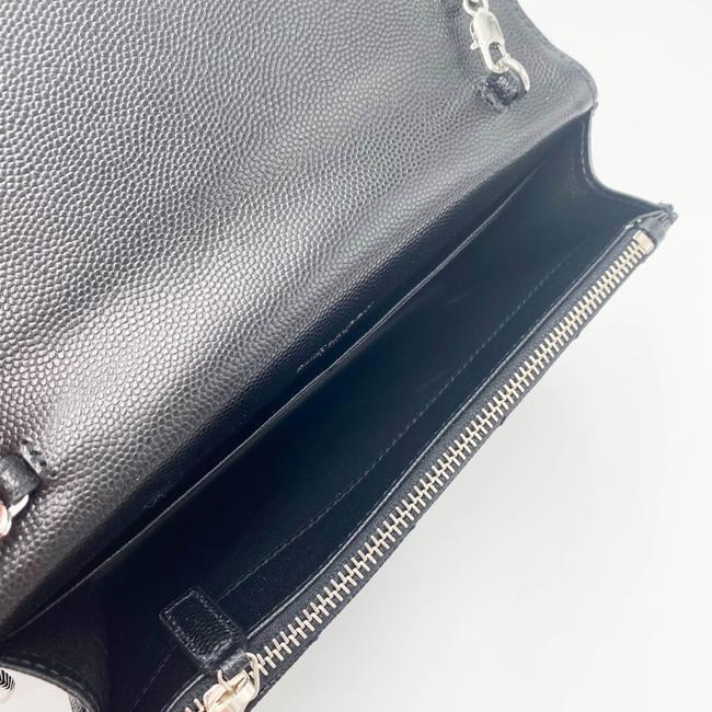 Saint Laurent Chain Wallet Monogram Envelope Grain De Poudre Matelasse Chevron Woc Black Leather Shoulder Bag - image 10