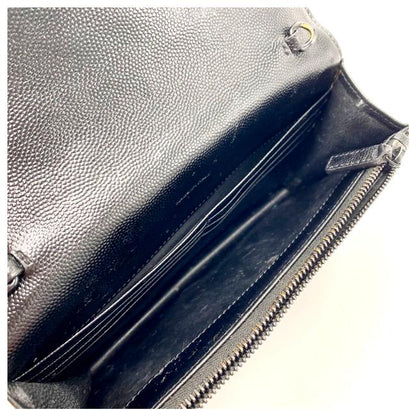 Saint Laurent Chain Wallet Monogram Envelope Grain De Poudre Matelasse Chevron Woc Black Leather Shoulder Bag - image 10
