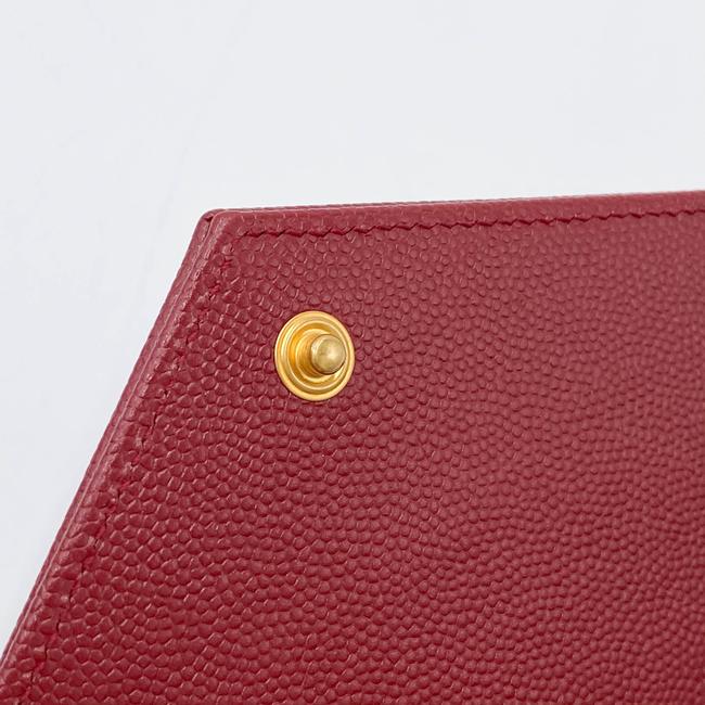 Saint Laurent Monogram Envelope Chain Wallet Grain De Poudre Matelasse Chevron Red Leather Shoulder Bag - image 9
