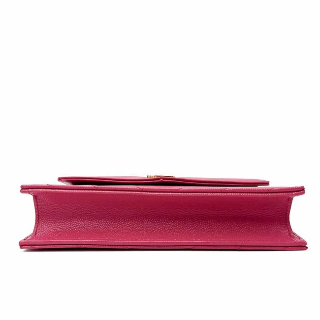 Saint Laurent Monogram Envelope Chain Wallet Grain De Poudre Matelasse Chevron Fresh Fuchsia Leather Shoulder Bag - image 8