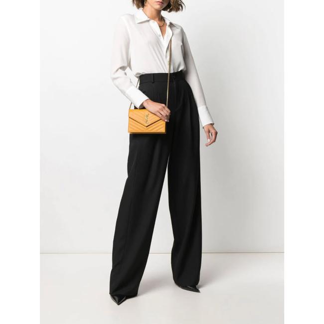 Saint Laurent Monogram Envelope Chain Wallet Grain De Poudre Matelasse Chevron Yellow Leather Shoulder Bag - image 2