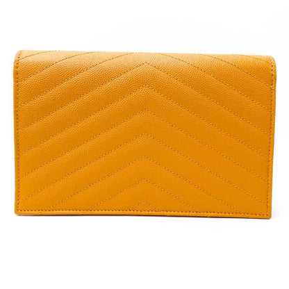 Saint Laurent Monogram Envelope Chain Wallet Grain De Poudre Matelasse Chevron Yellow Leather Shoulder Bag - image 5