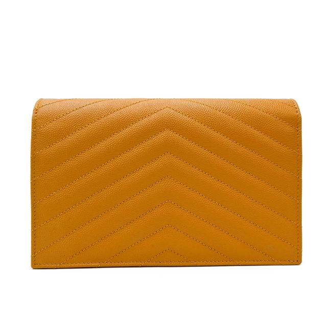 Saint Laurent Monogram Envelope Chain Wallet Grain De Poudre Matelasse Chevron Yellow Leather Shoulder Bag - image 6
