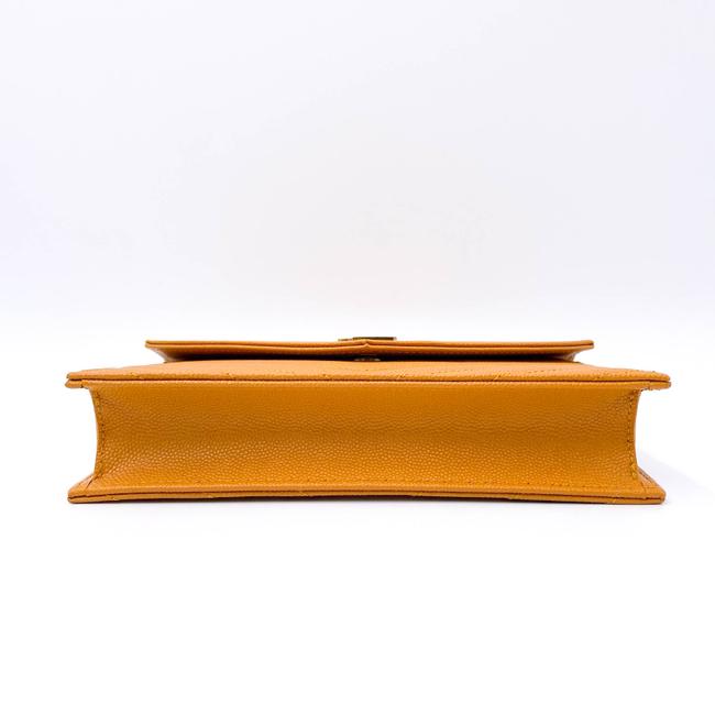 Saint Laurent Monogram Envelope Chain Wallet Grain De Poudre Matelasse Chevron Yellow Leather Shoulder Bag - image 7