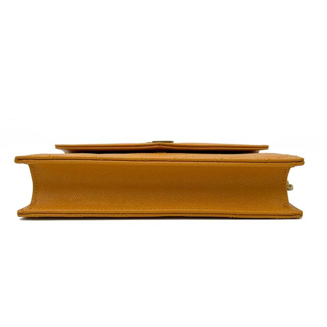 Saint Laurent Monogram Envelope Chain Wallet Grain De Poudre Matelasse Chevron Yellow Leather Shoulder Bag - image 7