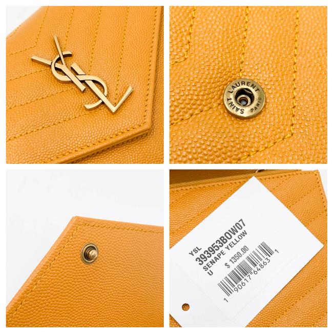 Saint Laurent Monogram Envelope Chain Wallet Grain De Poudre Matelasse Chevron Yellow Leather Shoulder Bag - image 10