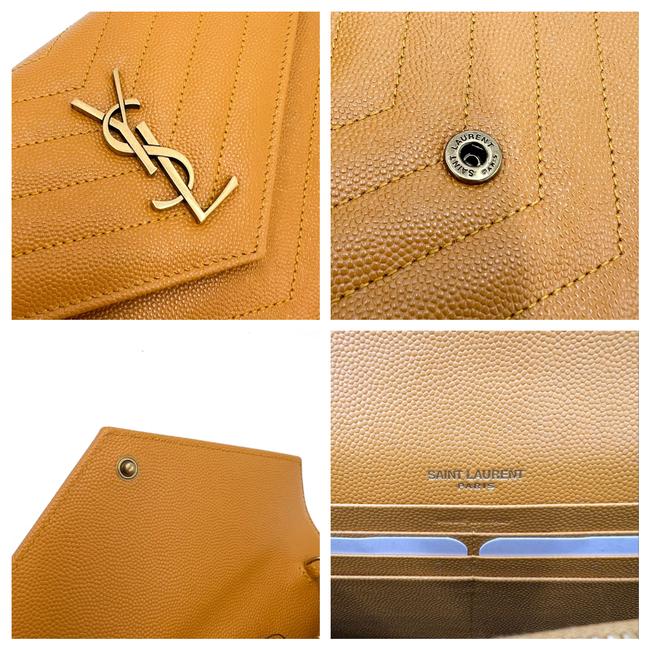 Saint Laurent Monogram Envelope Chain Wallet Grain De Poudre Matelasse Chevron Yellow Leather Shoulder Bag - image 10