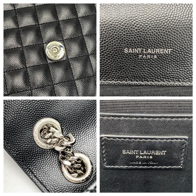 Saint Laurent Monogram Envelope Grain De Poudre Textured Mixed Matelasse Medium Triquilt Black Leather Shoulder Bag - image 11
