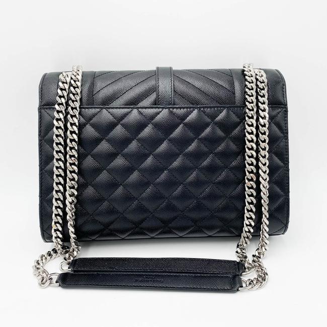 Saint Laurent Monogram Envelope Grain De Poudre Textured Mixed Matelasse Medium Triquilt Black Leather Shoulder Bag - image 5