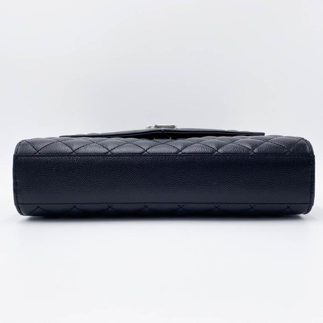 Saint Laurent Monogram Envelope Grain De Poudre Textured Mixed Matelasse Medium Triquilt Black Leather Shoulder Bag - image 6