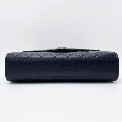 Saint Laurent Monogram Envelope Grain De Poudre Textured Mixed Matelasse Medium Triquilt Black Leather Shoulder Bag - image 6