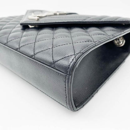 Saint Laurent Monogram Envelope Grain De Poudre Textured Mixed Matelasse Medium Triquilt Black Leather Shoulder Bag - image 8