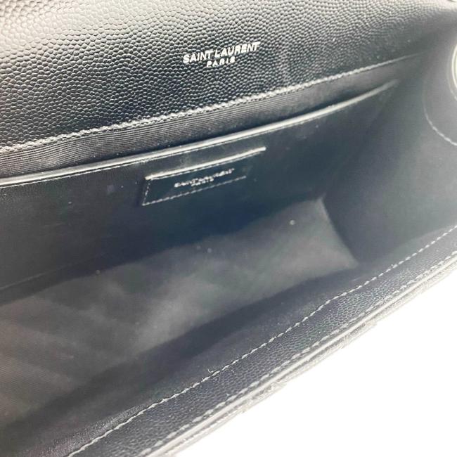 Saint Laurent Monogram Envelope Grain De Poudre Textured Mixed Matelasse Medium Triquilt Black Leather Shoulder Bag - image 9