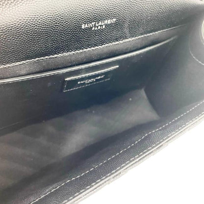 Saint Laurent Monogram Envelope Grain De Poudre Textured Mixed Matelasse Medium Triquilt Black Leather Shoulder Bag - image 9
