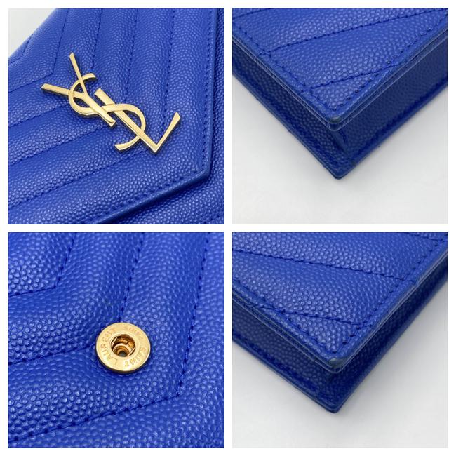 Saint Laurent Monogram Envelope Wallet on Chain Blue Calfskin Leather Shoulder Bag - photo 11