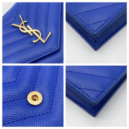 Saint Laurent Monogram Envelope Wallet on Chain Blue Calfskin Leather Shoulder Bag - photo 11