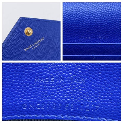 Saint Laurent Monogram Envelope Wallet on Chain Blue Calfskin Leather Shoulder Bag - photo 12