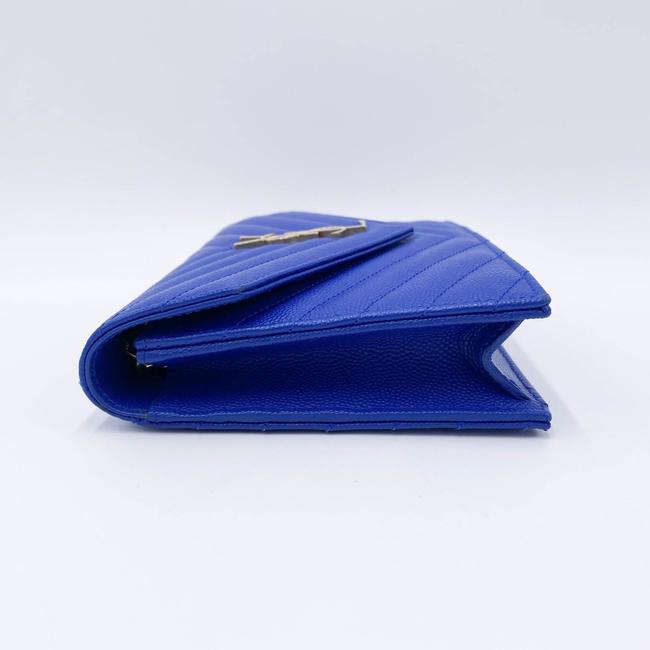 Saint Laurent Monogram Envelope Wallet on Chain Blue Calfskin Leather Shoulder Bag - photo 6