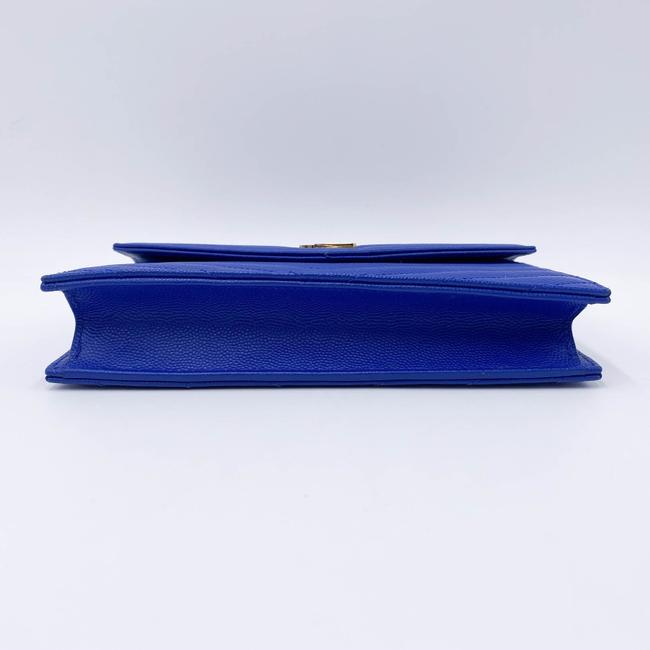 Saint Laurent Monogram Envelope Wallet on Chain Blue Calfskin Leather Shoulder Bag - photo 8