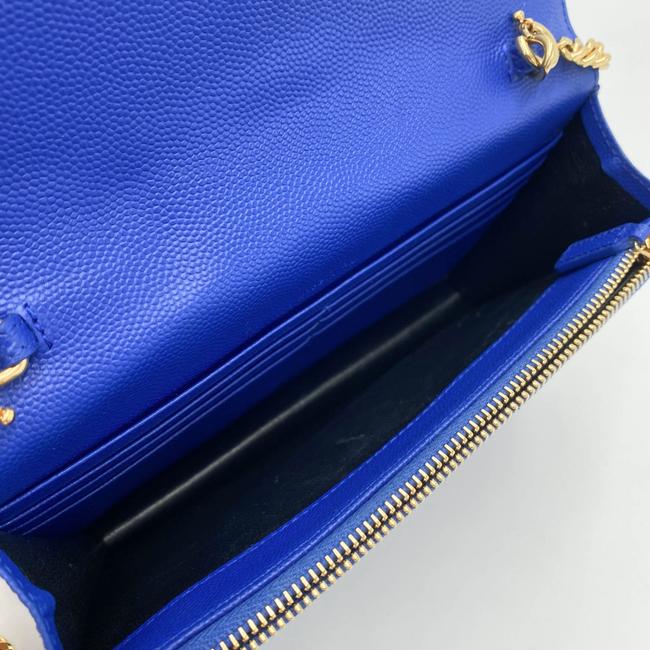 Saint Laurent Monogram Envelope Wallet on Chain Blue Calfskin Leather Shoulder Bag - photo 10