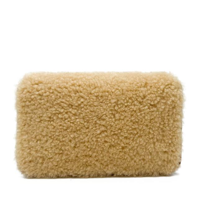 Saint Laurent Monogram Envelope Ysl Shearling Phone Holder Brown Leather Cross Body Bag - photo 5