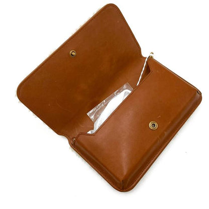 Saint Laurent Monogram Envelope Ysl Shearling Phone Holder Brown Leather Cross Body Bag - photo 9