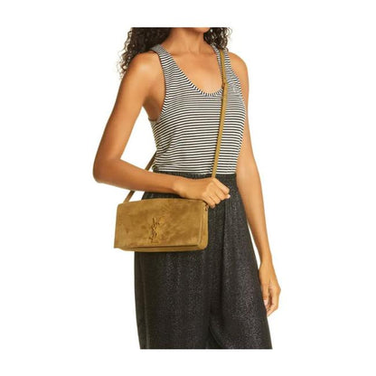 Saint Laurent Monogram Kate 99 Lizard Embossed Brown Suede Leather Shoulder Bag - photo 2