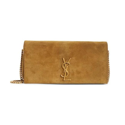 Saint Laurent Monogram Kate 99 Lizard Embossed Brown Suede Leather Shoulder Bag - photo 3