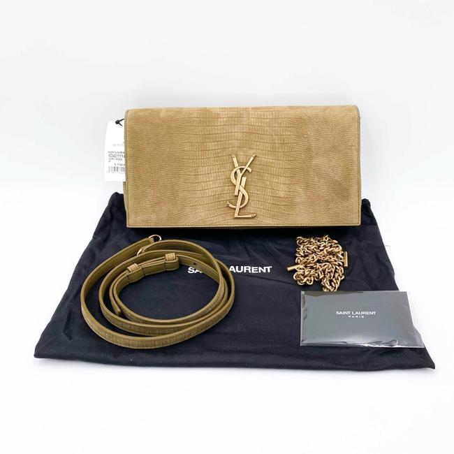 Saint Laurent Monogram Kate 99 Lizard Embossed Brown Suede Leather Shoulder Bag - photo 4