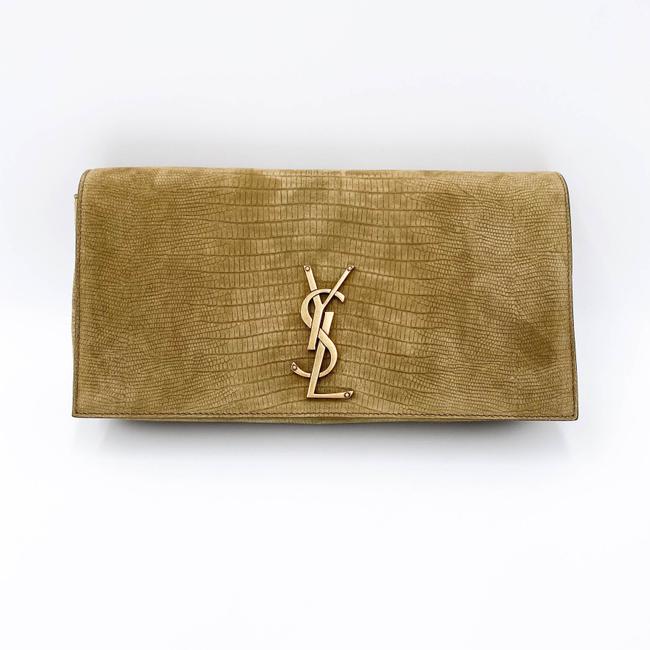 Saint Laurent Monogram Kate 99 Lizard Embossed Brown Suede Leather Shoulder Bag - photo 5