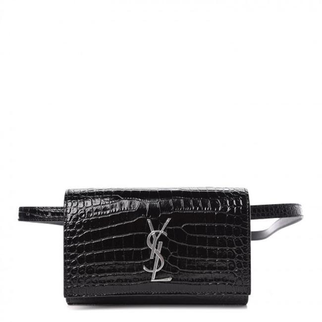 Saint Laurent Monogram Kate Belt Calfskin Crocodile Embossed Black Leather Messenger Bag - photo 1