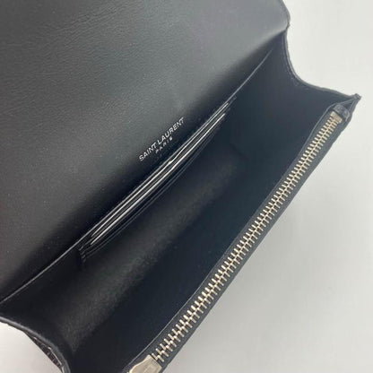 Saint Laurent Monogram Kate Belt Calfskin Crocodile Embossed Black Leather Messenger Bag - photo 11