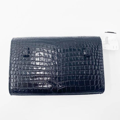 Saint Laurent Monogram Kate Belt Calfskin Crocodile Embossed Black Leather Messenger Bag - photo 5