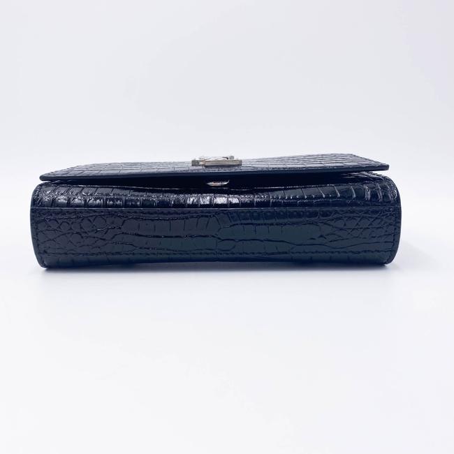 Saint Laurent Monogram Kate Belt Calfskin Crocodile Embossed Black Leather Messenger Bag - photo 6