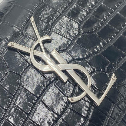Saint Laurent Monogram Kate Belt Calfskin Crocodile Embossed Black Leather Messenger Bag - photo 8