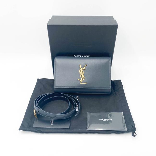 Saint Laurent Monogram Kate Belt In Grey Leather Messenger Bag - photo 3