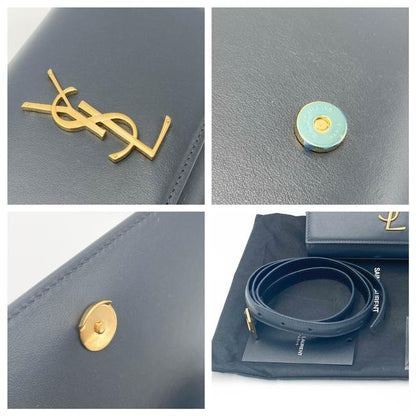 Saint Laurent Monogram Kate Belt In Grey Leather Messenger Bag - photo 9