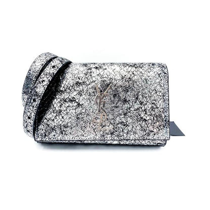 Saint Laurent Monogram Kate Belt Metallic Calfskin Silver Leather Messenger Bag - photo 1
