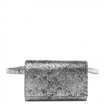 Saint Laurent Monogram Kate Belt Metallic Calfskin Silver Leather Messenger Bag - photo 2