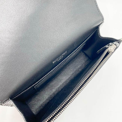 Saint Laurent Monogram Kate Belt Metallic Calfskin Silver Leather Messenger Bag - photo 12