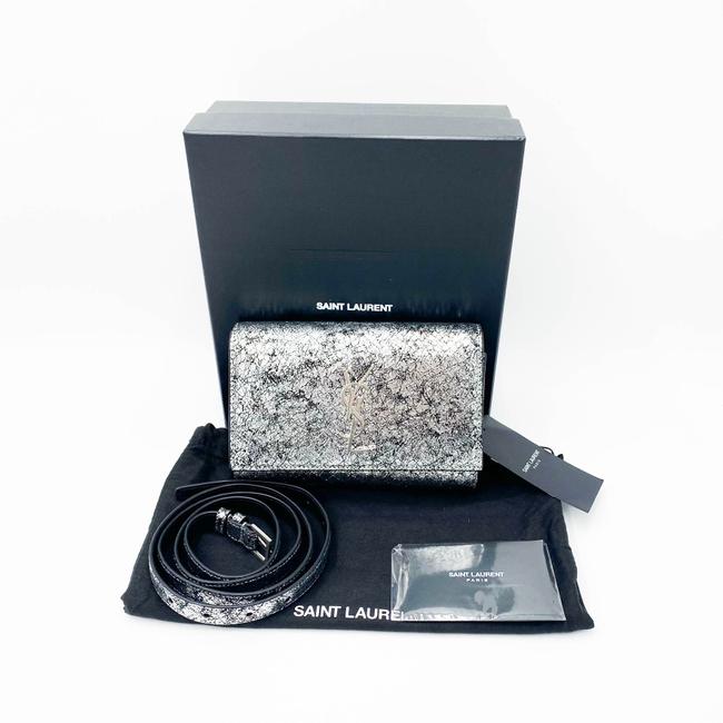 Saint Laurent Monogram Kate Belt Metallic Calfskin Silver Leather Messenger Bag - photo 3