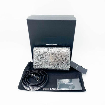 Saint Laurent Monogram Kate Belt Metallic Calfskin Silver Leather Messenger Bag - photo 3