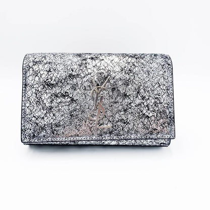 Saint Laurent Monogram Kate Belt Metallic Calfskin Silver Leather Messenger Bag - photo 4