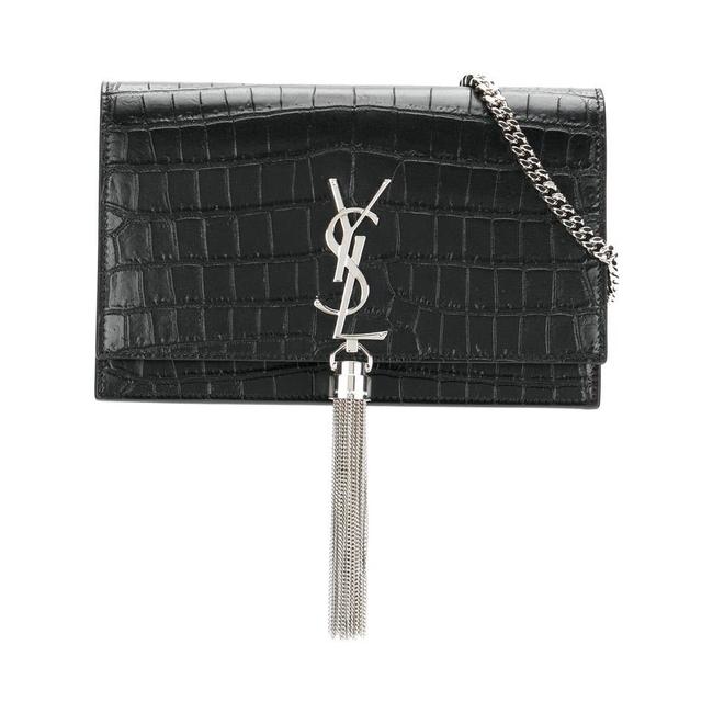 Saint Laurent Monogram Kate Chain Wallet Croc Embossed Monogram Tassel Black Calfskin Leather Shoulder Bag - image 2