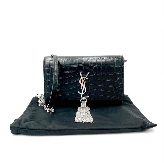 Saint Laurent Monogram Kate Chain Wallet Croc Embossed Monogram Tassel Black Calfskin Leather Shoulder Bag - image 4