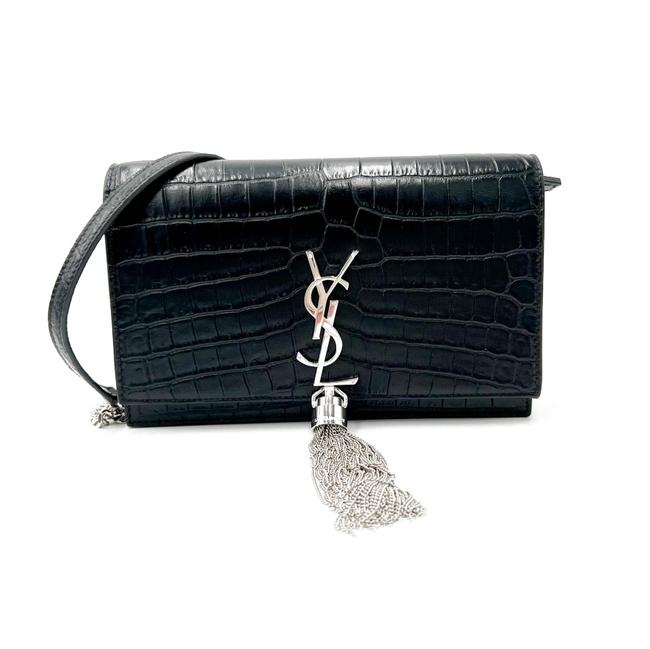 Saint Laurent Monogram Kate Chain Wallet Croc Embossed Monogram Tassel Black Calfskin Leather Shoulder Bag - image 5