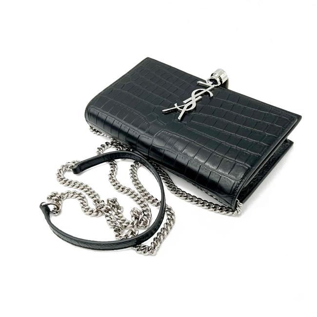 Saint Laurent Monogram Kate Chain Wallet Croc Embossed Monogram Tassel Black Calfskin Leather Shoulder Bag - image 7