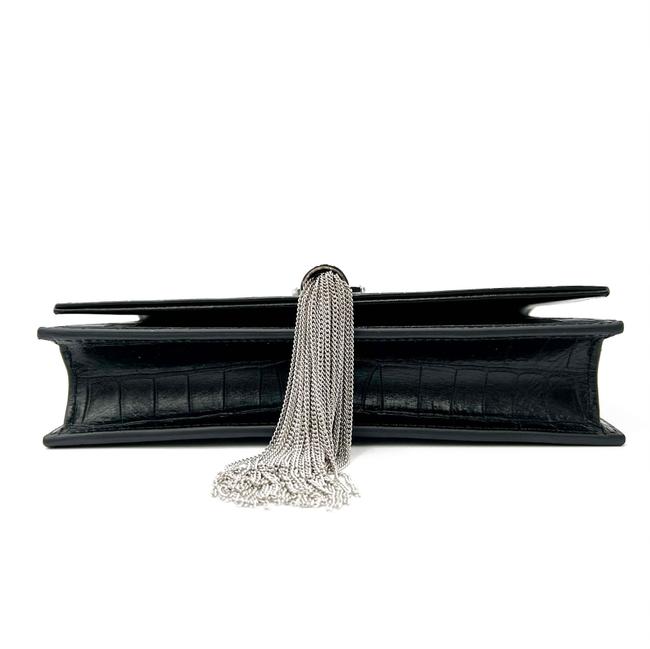 Saint Laurent Monogram Kate Chain Wallet Croc Embossed Monogram Tassel Black Calfskin Leather Shoulder Bag - image 8